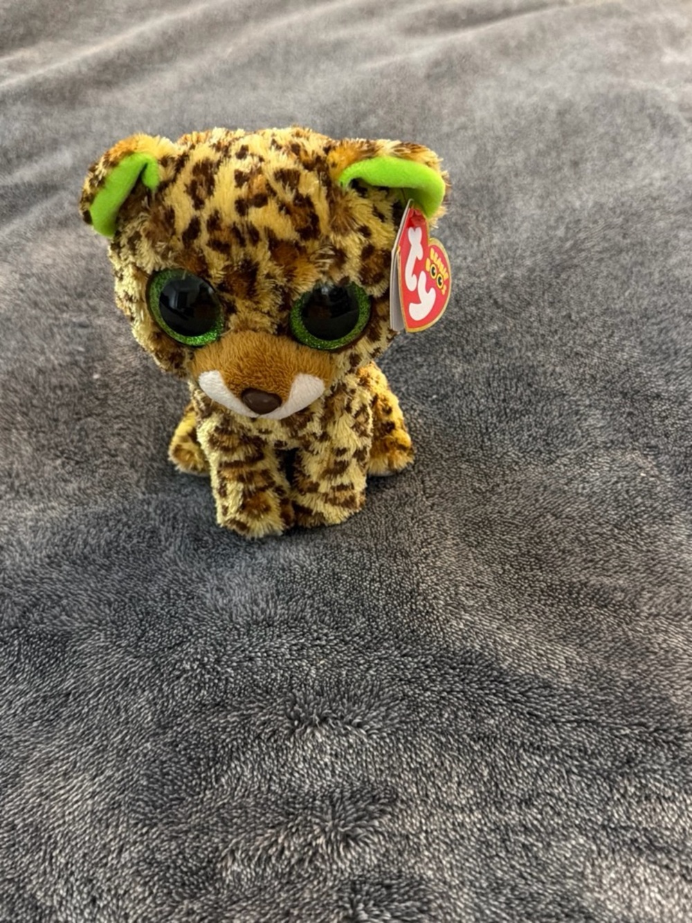 Ty Beanie Boo Leopard Plush with Big Green Eyes